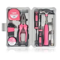 12-teiliges rosa Werkzeugset für DIY-Projekte ums Haus und Büro, inklusive kleiner Werkzeuge für Damen, Starter-Basic-Damen-DIY-Werkzeuge für Zuhause und Büro