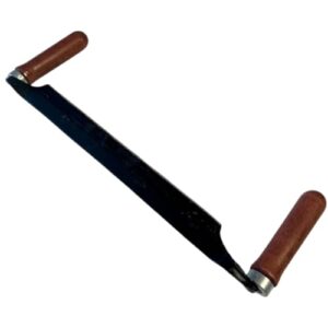 Hochwertiges Ziehmesser für Holzbearbeitung, Schnitzen und Entrinden mit 280 mm langer Stahlklinge und ergonomischen Holzgriffen.
