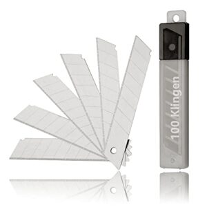 100 Stück Abbrechklingen Cuttermesser 18 mm, Cutterklingen für Gipskarton, Bauschaum, Teppich und mehr, hochwertiger SK5-Stahl, präzise Schneideleistung