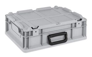 Portabler Klappkoffer mit robustem Aufbau, komfortablem Koffergriff und abnehmbarem Klappdeckel für den Transport von Werkzeugen oder Materialien, Maße 400x300x135mm, Volumen 65L, Gewicht 3090g