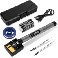 Professionelles Lötkolben-Set mit LCD-Temperaturanzeige, 330-450 ℃, USB-Wiederaufladbar, 3 Lötspitzen und Reinigungsschwamm