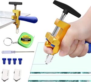 Professionelles Glasschneider Set mit Hartmetall-Schneidköpfen und Kontakten Füßen, geeignet für Glas, Spiegel und Fliesen