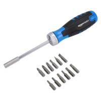 Magnetischer Ratschen-Schraubendreher von Amazon Basics, 12 Stück, blau/silber/grün