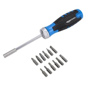 Magnetischer Ratschen-Schraubendreher von Amazon Basics, 12 Stück, blau/silber/grün