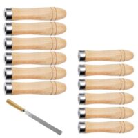 12 Stück Feilenheft Ersatz Holzfeile Griff mit Starken Metallkrage Holzfeilengriff für Werkzeug Handwerk Dateien Zubehör (60mm, 40mm)