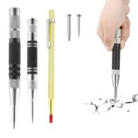 Automatik Körner Anreißnadel Set, Rostfrei Automatic Hole Punch Werkzeug mit verstellbaren Metall Federkörnern und Ersatznadelspitzen für präzise Löcher in Holz und Glas.