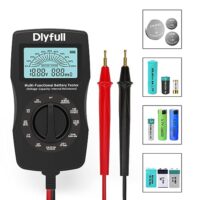 Batterietester Universal LCD, Batterieprüfer, Profi Digital Messgerät für Akku, Batterien und Knopfzellen mit genauer Batteriekapazität, Spannung und Innenwiderstand
