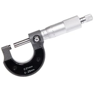 Mikrometerschraube mit 0.01mm Auflösung und Messbereich von 0-25 mm für genaue Messungen in der Praxis