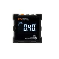 Digitaler Winkelmesser mit LCD-Anzeige und vier Magneten für genaue Messungen von 0 bis 360 Grad. Wasserdicht und ideal für Handwerksarbeiten.