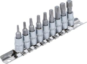 Bit-Einsatz-Satz für verschiedene Anwendungen - 9-teiliger Satz mit T-Profil (für Torx) T10-T50 aus hochwertigem CV-Stahl und Größe 6,3 mm (1/4 Zoll)