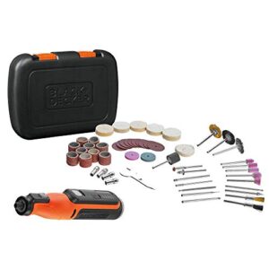 Black+Decker Akku-Multifunktionswerkzeug mit 52-tlg. Zubehör BCRT8IK (7.2V, 1.5Ah, Universal-Feinbohrschleifer mit Licht, zum Schneiden, Schleifen, Polieren und Schmirgeln)