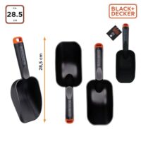 BLACK+DECKER Gartenschaufel - runde Ausführung - tiefer Boden - 28,5 cm - Schwarz, robuste Schaufel für den Garten, Polypropylen gefertigt, Länge 28,5 cm