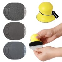 Nass-Trockener Hand-Schleifklotz für Jesmonite-Beton-Terrazzo, Zement und Holz zum Handwerk polieren. Schleifmaschine mit 100/400/1000 Grit Sandpapier. Wasserdicht, verschleißfest und langlebig.