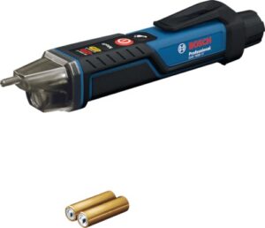 Bosch Elektromessgerät GVD 1000-17 mit kontaktloser Spannungsdetektion, IP67-Schutz, Dualbereichmessung von 24-1000V AC und integrierter Taschenlampe