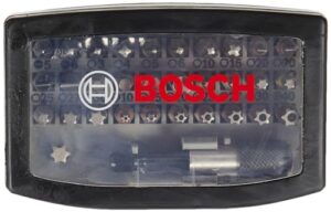 Bosch 32-teiliges Schrauberbit Set Extra Hart mit Kreuzschlitz-, Pozidriv-, Hex-, T-, TH- und S-Bit sowie Zubehör für Bohrschrauber und Schraubendreher