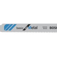 Bosch Stichsägeblatt T 118 A Basic für Metall - Hochwertige Sägeblattsäge für Stahlarbeit mit fortschrittlicher Zahnteilung und gehärtetem HSS-Blatt.