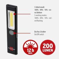 Brennenstuhl LED Akku Handleuchte PL 200 AC/LED Taschenlampe mit COB LED (200lm, inklusive USB C Ladekabel, bis zu 12h Leuchtdauer)