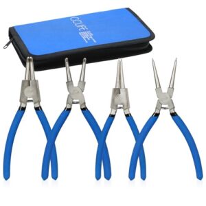 CCLIFE Sprengringzangen Set, 4-teiliges Seegeringzange Set für Innensicherung und Außensicherung mit geraden und gebogenen Zangen