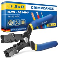 Crimpzange für Aderendhülsen mit Kabelschuh-Pressfunktion, 0.75-16mm² Quetschzange für professionelle Elektroarbeiten