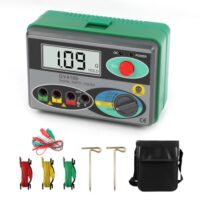 Digitaler Erdungswiderstandsprüfer zum Messen von Erdwiderständen, Widerstandstester mit Datenspeicher und Erinnerung an schwache Batterien, Megohmmeter Earth Resistance Meter für Prüfungen in Stromsystemen, Blitzableitern und elektrischen Geräten