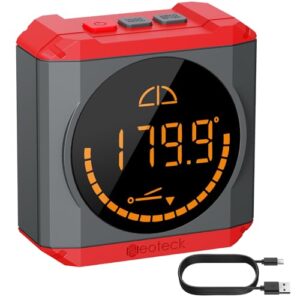 Neoteck Digitaler Winkelmesser mit LED Display, Rot - Genauigkeit ±0,1° bei 0° und 90°, wiederaufladbare Wasserwaage mit Magnetfuß und 4 Maßeinheiten für Holzarbeiten, Bau und DIY Projekte