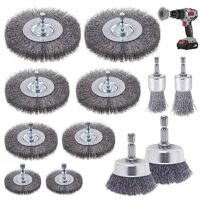 Bohrmaschinenset mit 12 Drahtbürsten für Schleifen, Polieren, Entrosten, Reinigen und Vibrationsdämpfen