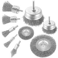 Drahtbürstenset 9-teilig für Bohrmaschine Stahldraht, Akkuschrauber mit 1/4-Zoll-Schaftbürste - Drahtbürstenrad, Topfbürste und Rohrbürsten-Set zum Reinigen von Rost, Entfernen von Farbe und Holz