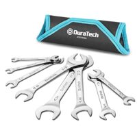 DURATECH Doppelmaulschlüssel Satz Extra Flach, Gabelschlüsselsatz Maulschlüssel Schraubenschlüssel Set, 8-teilig, Metrisch, SW 5,5 mm - 27 mm, mit Aufbewahrungstasche, für engen Raum