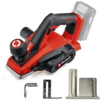 Ein Einhell Akku-Hobel mit automatischem Parkschuh und Wendemessern, ideal für Heimwerker mit leistungsstarken Handhabung und hoher Präzision