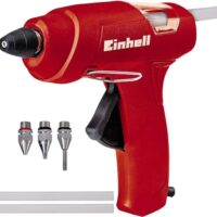 Einhell Heißklebepistole TC-GG 30 mit mechanischem Vorschub, Sichtfenster und Aufstellbügel - inklusive Standard-, Flach- und Verlängerungsdüse sowie drei Klebestiften