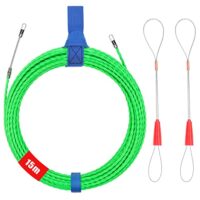 Einziehspirale Einziehhilfe 15m Kabeleinziehhilfe Einziehspirale Zugdraht mit 2 Führungsfeder, Einziehband φ4,5mm Kabeleinzug Einziehhilfen in ideales Einzugsband zur Kabelverlegung Leerrohr-Grün 15m
