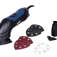 Ferm Deltaschleifmaschine 280W mit 6-teiligen Schleifpapier-Set P80 und Staubabsaugungsadapter, ergonomischer Softgrip, variabler Schwingungsstärke, universeller Staubabsaugungsadapter