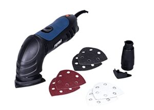 Ferm Deltaschleifmaschine 280W mit 6-teiligen Schleifpapier-Set P80 und Staubabsaugungsadapter, ergonomischer Softgrip, variabler Schwingungsstärke, universeller Staubabsaugungsadapter