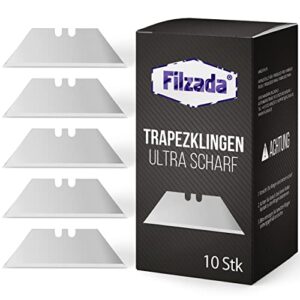 Filzada 10x PROFI Trapezklingen für Teppichmesser - Ultra scharfe Klingen für Teppiche - hochwertige Carbon-Stahl-Klingen