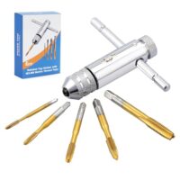 Gewindebohrer Set aus HSS mit Titan-Beschichtung, 5 Stück M3-M8, ideal für Holz, Kunststoff und Aluminium