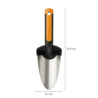 Fiskars Blumenkelle, Länge: 28 cm, Rostfreie Stahl-Kelle, Schwarz/Orange, Premium, 1000726