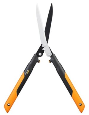 Fiskars PowerGear X Getriebe-Heckenschere, Antihaftbeschichtet, Hochwertige Stahl-Klingen, Länge: 63 cm, Schwarz/Orange, HSX92