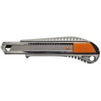 Fiskars Profi-Cuttermesser aus Metall, 18 mm, Orange/Metall, sicherer Schnitt ohne Verletzungsgefahr, robuste Konstruktion und automatisches Klingenblockiersystem