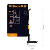Fiskars Xact Unkrautstecher, Länge 1 m, Rostfreie Stahl-Arme/Kunststoff-Griff, Schwarz/Orange, Kartoneinzelverpackung