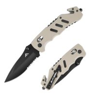Multifunktionales Taschenmesser mit Taschenclip, Glasbrecher und Gurtschneider aus hochwertigem Edelstahl für Camping und Wandern. Scharfes Klappmesser mit Bolzen-Design und Sicherheitsverriegelung.