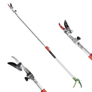 FLORA GUARD Teleskop Astschere, 110 cm – 166 cm ausziehbar, leicht und robust, Obstpflücker mit rotierendem Klingenkopf, leichter ausziehbarer Aluminiumgriff für Ast-Schneider