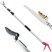 Leistungsstarke Teleskop-Astschere für frische Äste und Zweige, Teleskop Astsäge, Baumsäge mit SK5 3D Zahnung, ideal für Gartenarbeit und Freiarbeit.