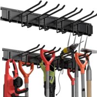 Gartengerätehalter mit 6 Wandhaltern, für Garage, Garten und Keller, schwarz