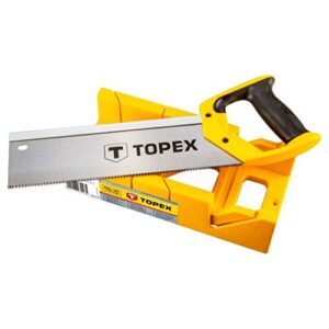 Gehrungslade aus Kunststoff zum Schneiden von Holzwinkeln 45°/90° Schnittwinkel, Gehrungssäge mit Führung und Handsägen Rückensäge 300 mm 9 TPI für Handwerker und Heimwerker