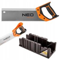 NEO TOOLS Gehrungslade mit Rückensäge 350 mm 13 TPI - 90°/45°/22,5° - Präzise Handsäge aus gehärtetem Stahl und Kunststoff-Schneidlade zum Schneiden von Holzleisten & Holzwinkeln