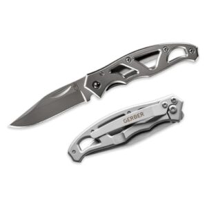 Gerber Taschenklappmesser mit glatter Klinge und Taschenclip, Edelstahl, 5,6 cm Klingenlänge, ideal für Alltag, Wanderungen und Camping