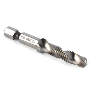 Gewindebohrer M8, Sechskantschaftbohrer, Sechskantgriff-Verbundbohrer zum Bohren und Gewindeschneiden auf weichem Metall, Aluminiumplatte und Eisen