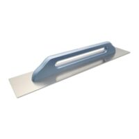 Hochwertige DEWEPRO Glättekelle aus Edelstahl für präzises Glätten von Putz, Spachtelmassen und anderen Baustoffen.