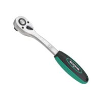 Grobe Hebel-Umschaltknarre 1/2 Zoll mit 72 Zahnen, feinverzahnter Ratsche aus CV-Stahl, verchromt, Zweikomponenten-Griff, ideal für Handwerksarbeit und Selbermachen
