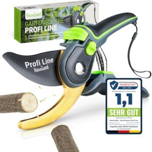Halmland Premium Gartenschere mit scharfer SK5 Stahlklinge, Astschere und Pflanzenschere zum Schneiden von Ästen bis 20mm Durchmesser, Teflon-Antihaftbeschichtung, für große und kleine Hände